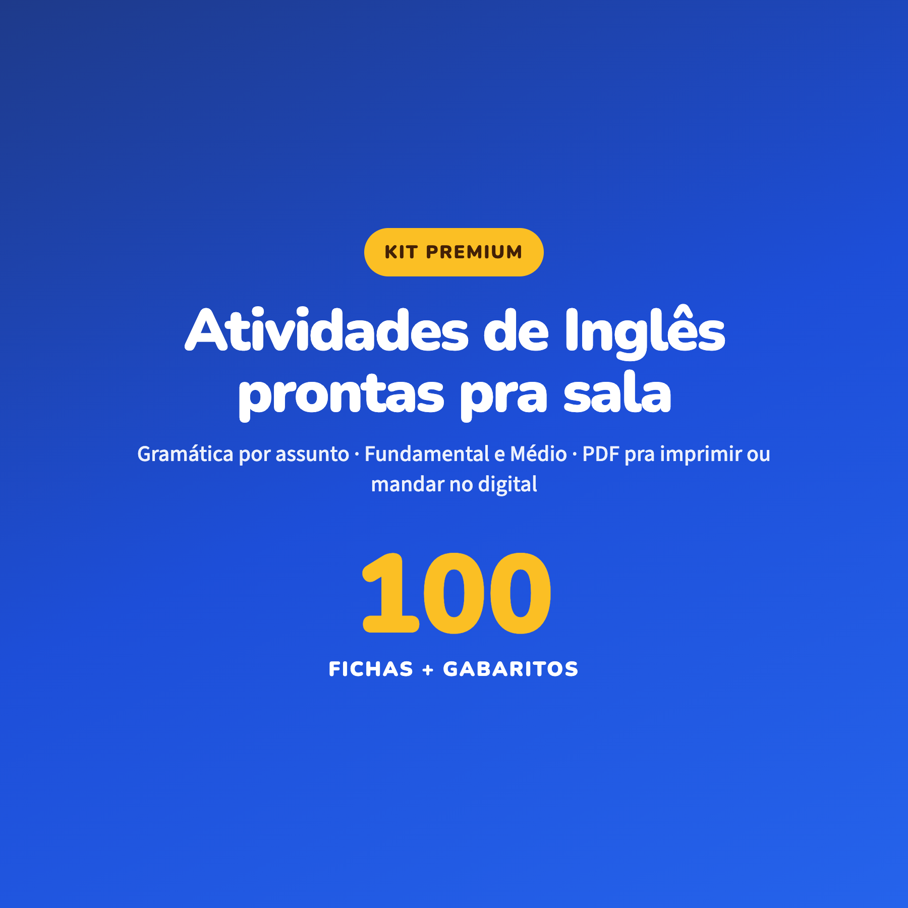 Capa do Kit de Atividades de Inglês Premium
